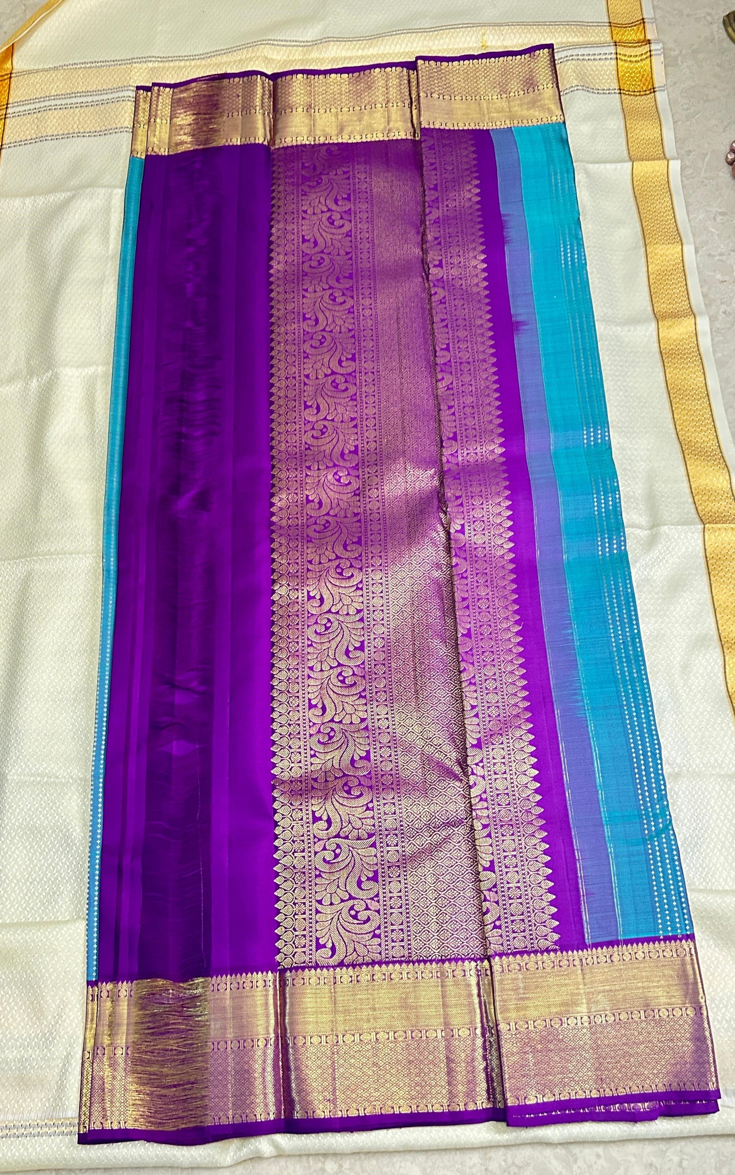 Turquoise Blue with Royal Rani Purple