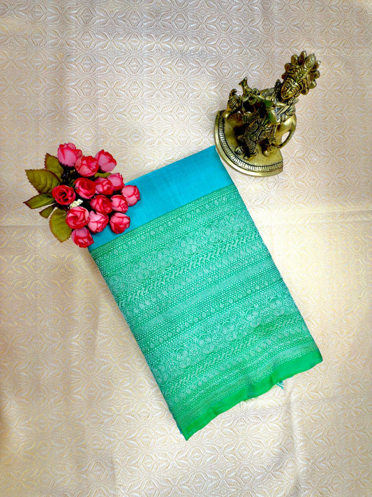 Aqua-Green & Turquoise Pure Silk Saree