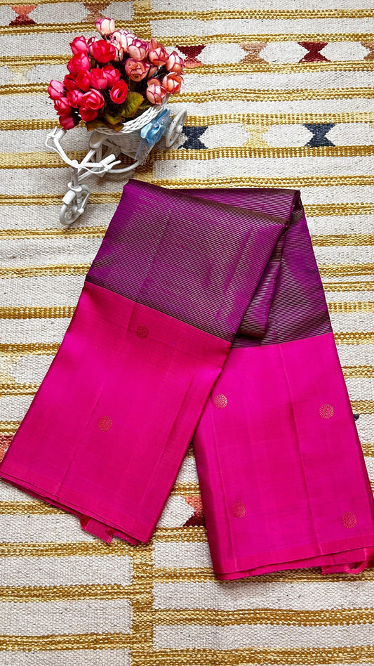 Fuchsia Plum Royale – Pure Silk Dual Tone Saree